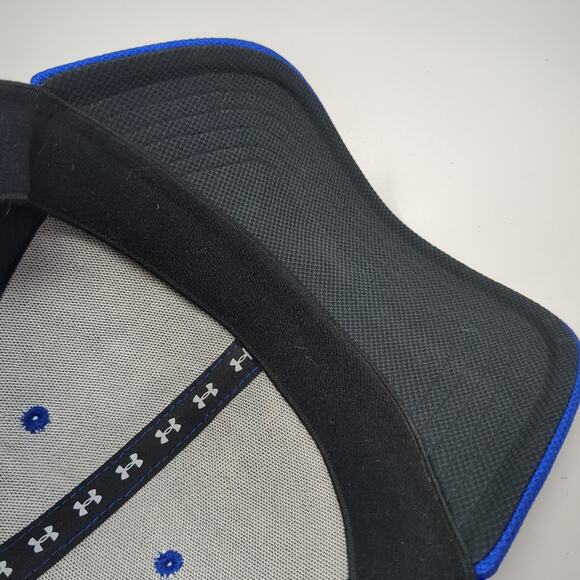 Under Armour Fitted Baseball Cap Blue Large Embroidered Vented Holes 6 Panel - Picture 8 of 9